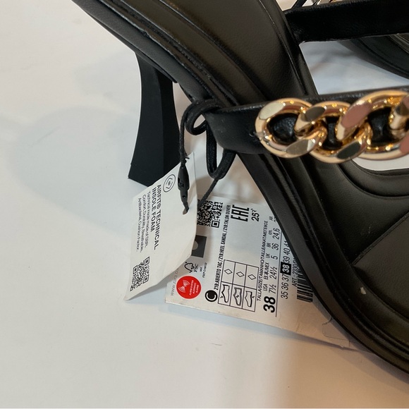Zara black leather mules with chain detail Size 7 and 9 - Picture 10 of 13